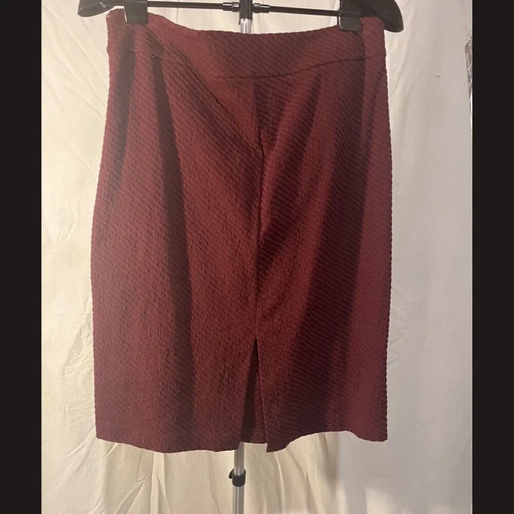 Michael Kors Burgundy Textured Knit Stretch Pencil Skirt‎ L Career business